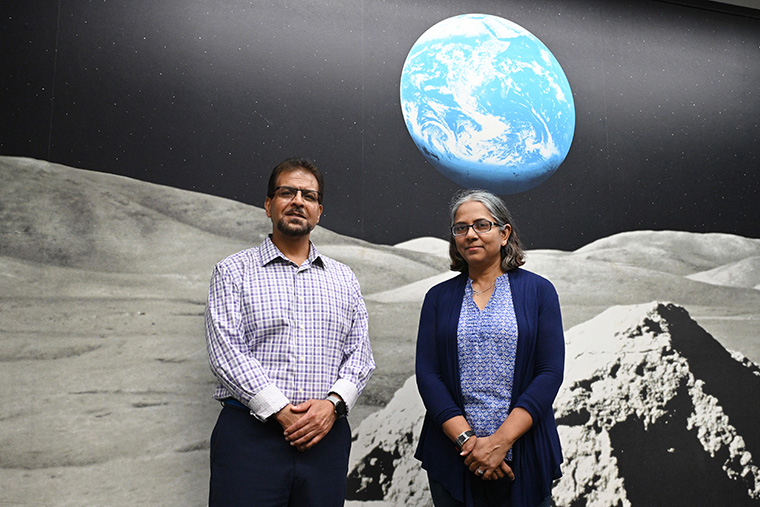 Drs. Ali Alshami and Archana Dhasarathy on the UND campus