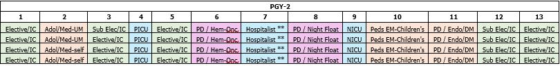 PGY2 sample schedule