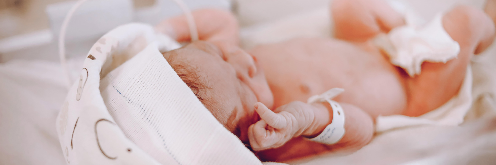 Newborn baby in warmer